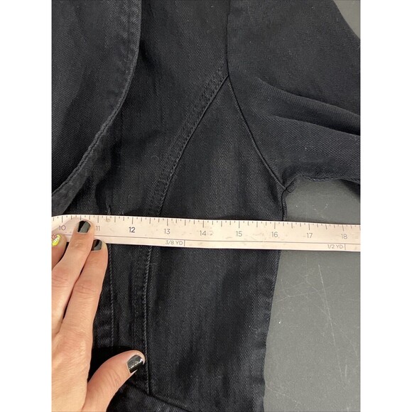 Vtg Blazer Jean Jacket Womens XS Black Denim Double Button Faux Pockets Y2K 90s‎ - Picture 13 of 15